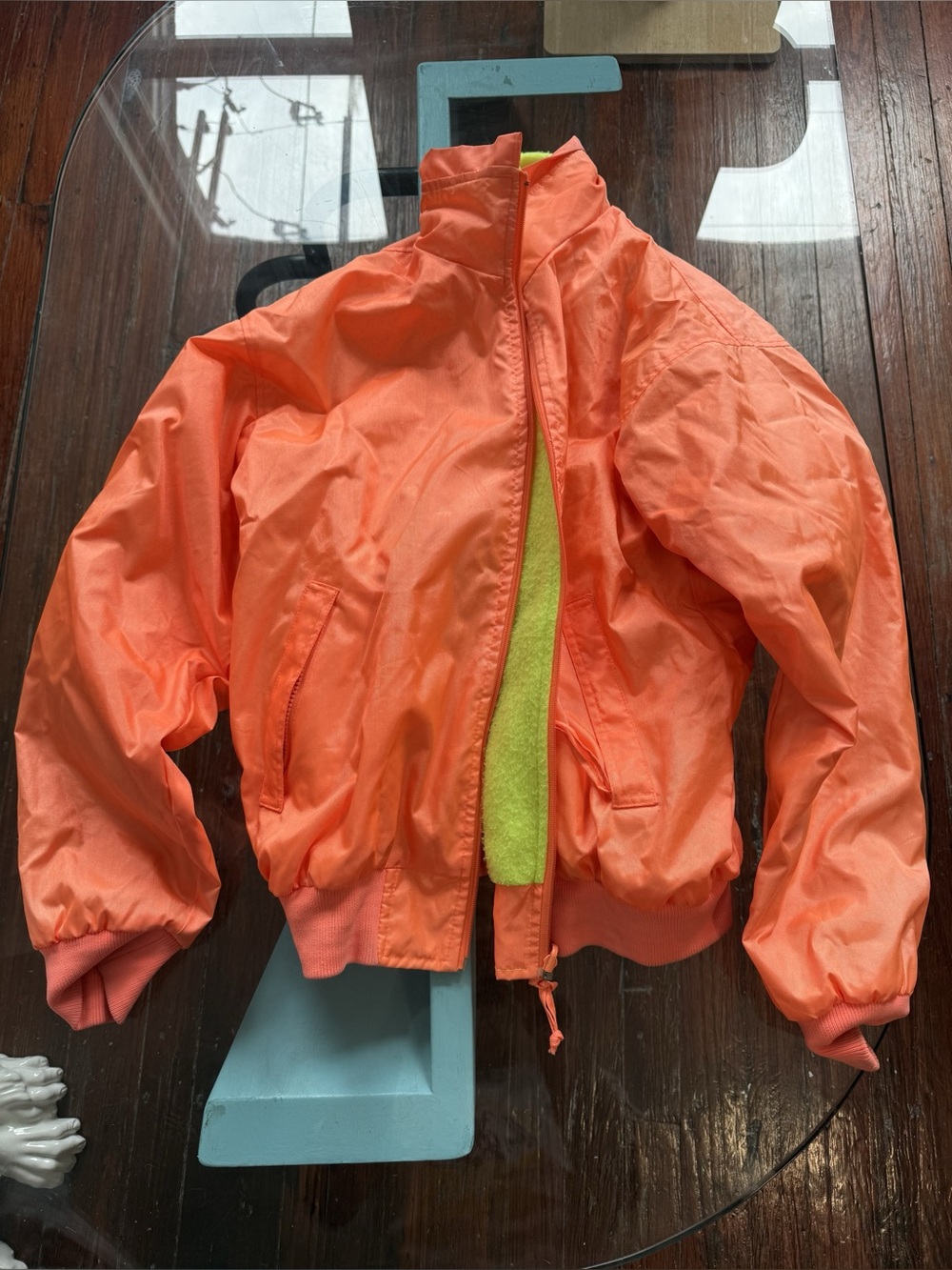 Vintage Neon Orange/Yellow Reversible Ski Bomber, - Picture 2 of 7
